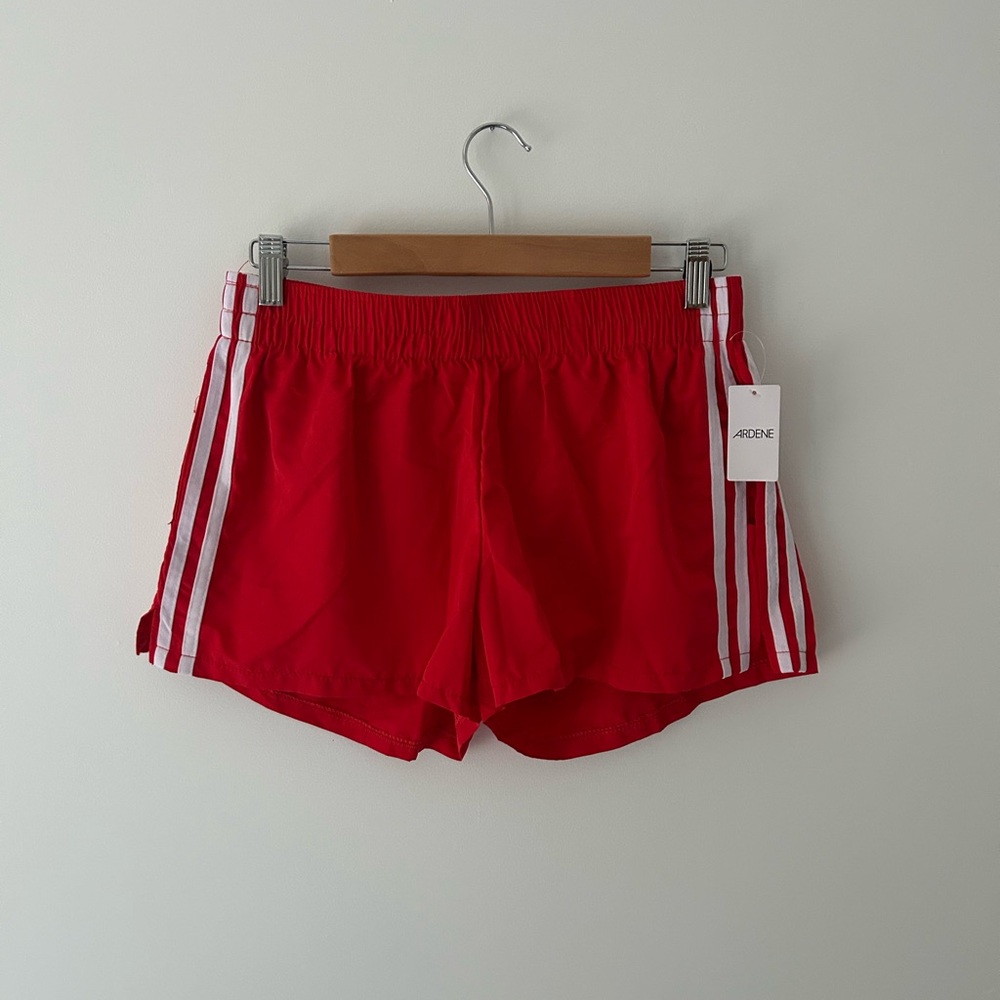Ardene Red Athletic Shorts with White Side Stripes Size M NWT